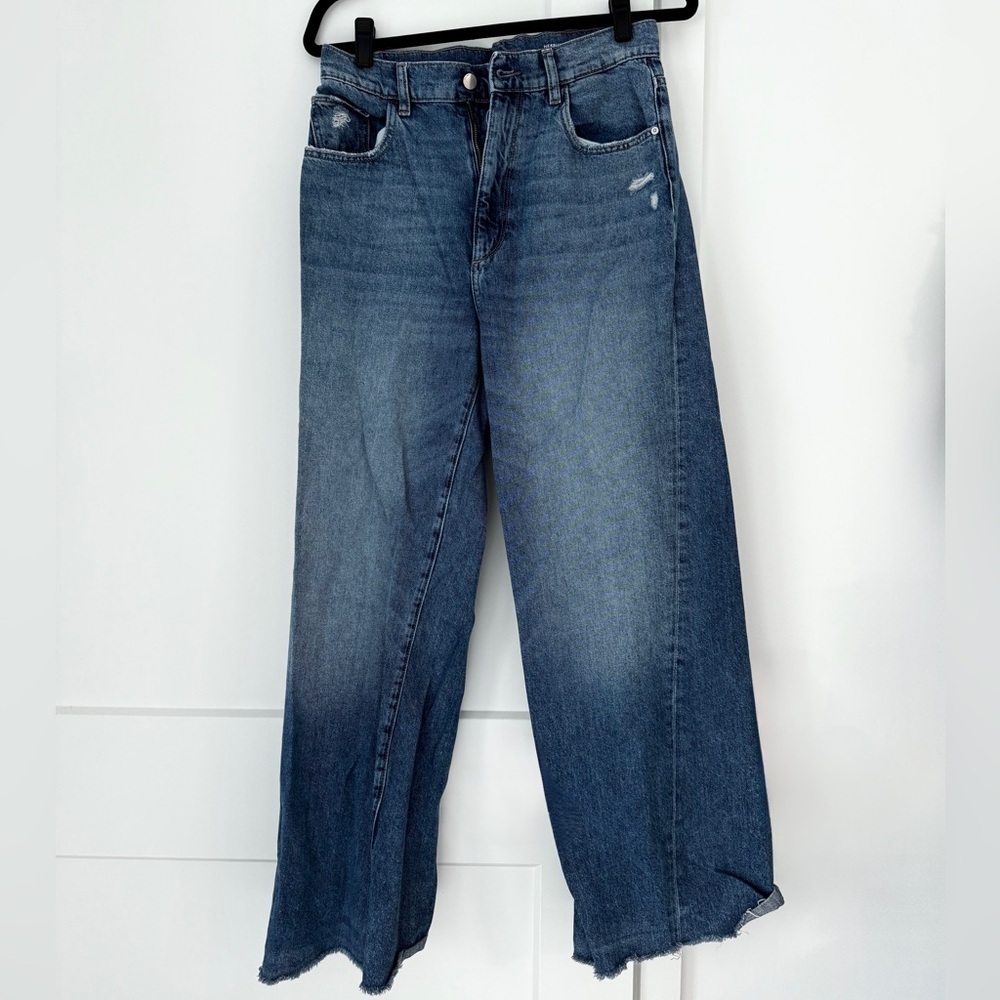 DL1961 Hepburn Wide-Leg Distressed Hem Jeans - Size 29 - Picture 2 of 14